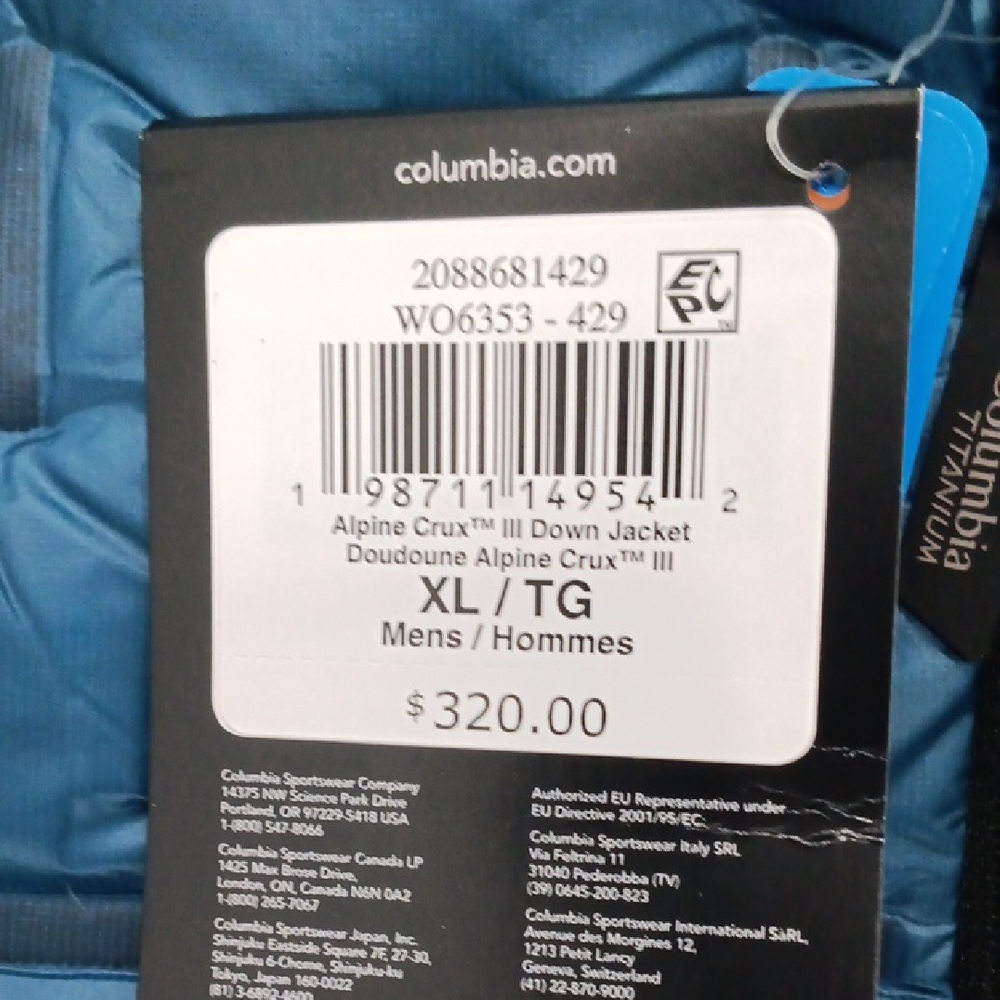 Columbia Alpine Crux III Down Jacket -  Blue Mens XL